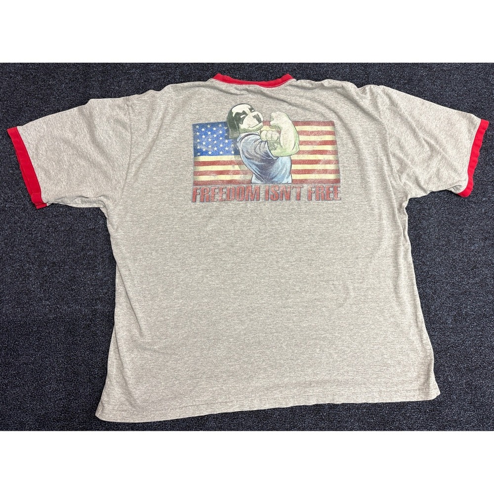 Vintage Big Dogs Freedom Isn't Free Shirt 2003 Size 2XL Gray Tee T America Flag